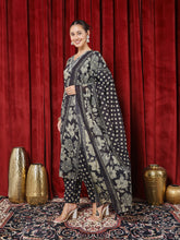 Printed Cotton Blend Kurta With Pants & Dupatta